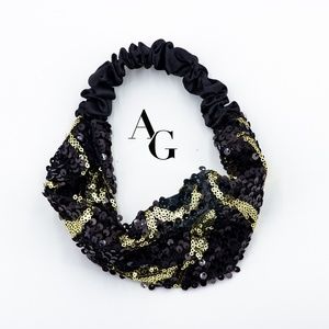 3 Pack of Black and Gold Sequin Hair Bands